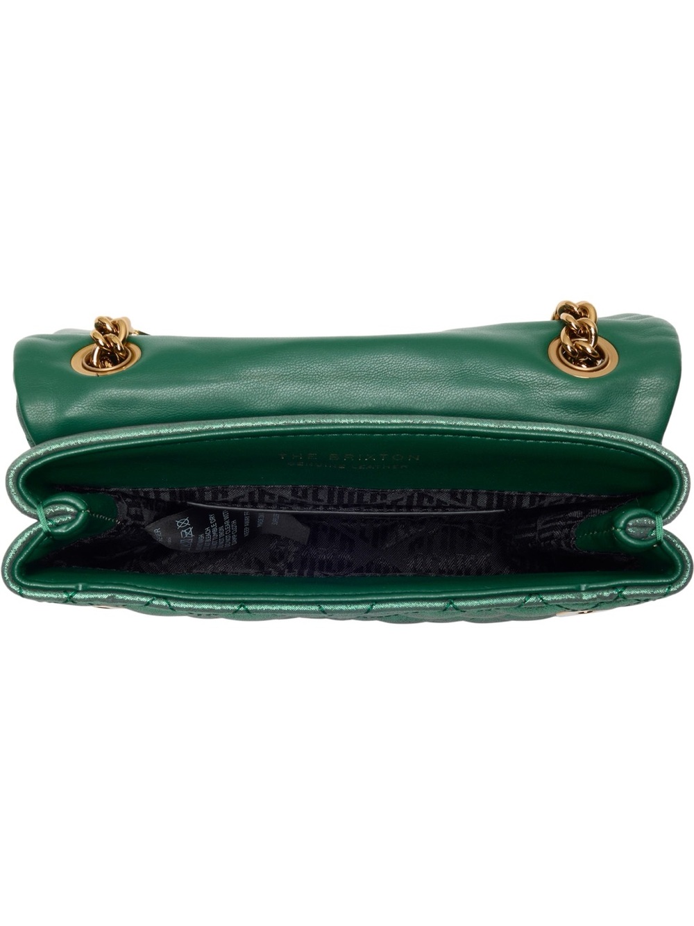 Kurk Geiger Metallic Emerald Quilted Crossbody with Gold Chain Strap - Picture 5 of 7